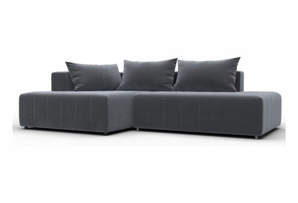 Диван угловой Лига-103 НПБ угол левый SEVEN 17 серый (Велюр) - главное фото