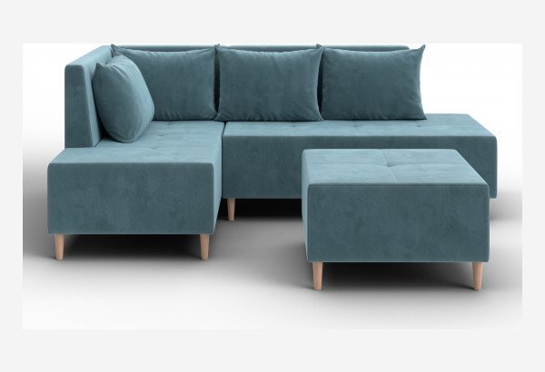 Диван угловой модульный с пуфом Лига-126 угол левый SEVEN 113 бирюзовый (Велюр) - главное фото