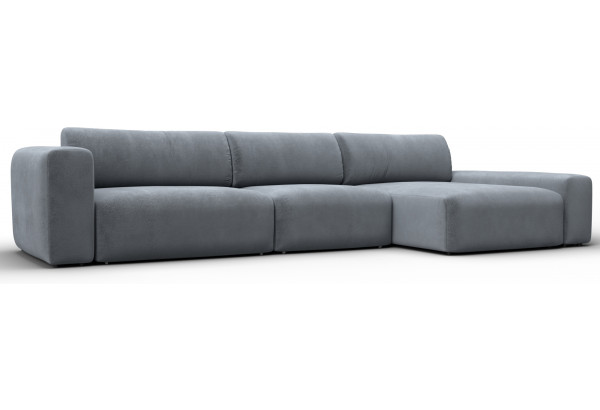 Диван угловой Лига-066 НПБ Лонг угол правый TOWER 10 серый (Велюр) - главное фото