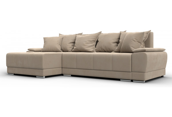 Диван угловой Лига-119 угол левый SEVEN 729 бежевый (Велюр) - главное фото
