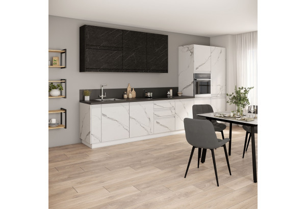 Модульная кухня "Скала" Мрамор Арктик / Гранит Оникс МДФ - главное фото
