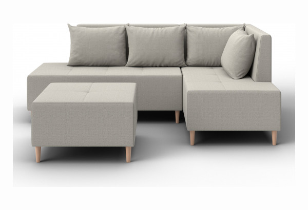 Диван угловой модульный с пуфом Лига-126 угол правый Амур 02 бежевый (Рогожка) - главное фото