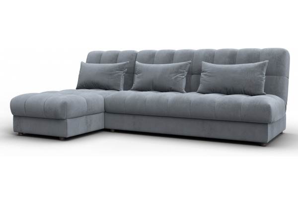 Диван угловой Лига-116 НПБ угол левый TOWER 10 серый (Велюр) - главное фото