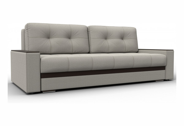 Диван прямой с декором Лига-096 НПБ Бежевый/Коричневый (Рогожка;Экокожа) - главное фото