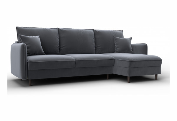 Диван угловой Лига-064 НПБ угол универсальный SEVEN 17 серый (Велюр) - главное фото