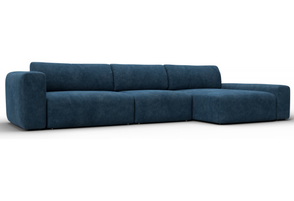 Диван угловой Лига-066 НПБ Лонг угол правый BRUT 11 синий (Велюр) - главное фото