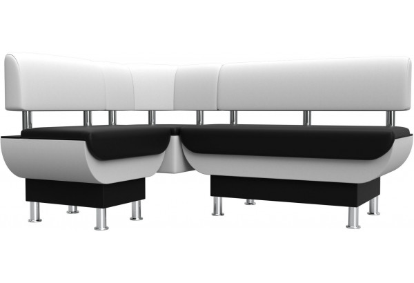 Кухонный угловой диван Альфа левый угол Черный/Белый (Экокожа) - главное фото