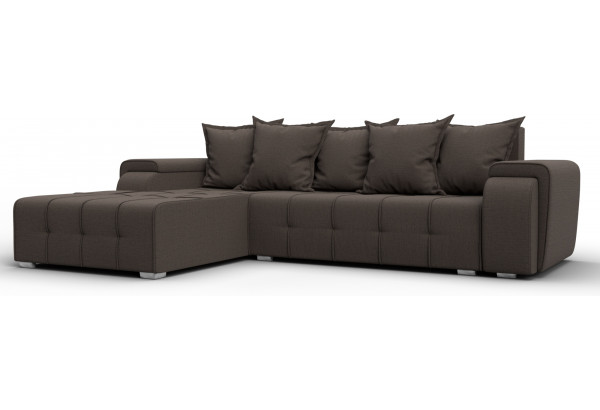 Диван угловой Лига-121 левый угол Амур 05 коричневый (Рогожка) - главное фото