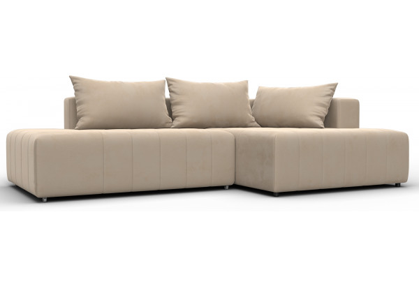 Диван угловой Лига-103 НПБ угол правый SEVEN 729 бежевый (Велюр) - главное фото
