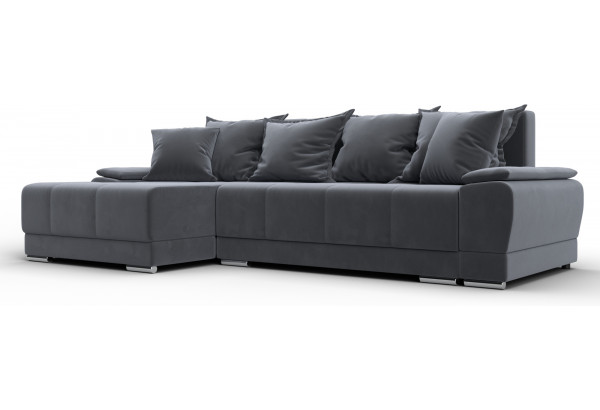 Диван угловой Лига-119 угол левый SEVEN 17 серый (Велюр) - главное фото