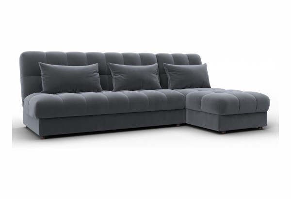 Диван угловой Лига-116 НПБ угол правый SEVEN 17 серый (Велюр) - главное фото