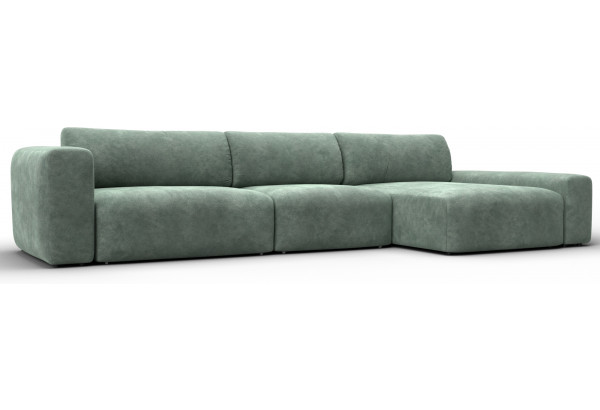 Диван угловой Лига-066 НПБ Лонг угол правый BRUT 08 зеленый (Велюр) - главное фото