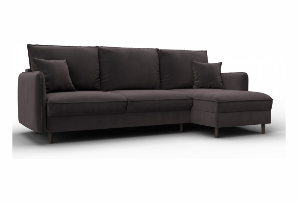 Диван угловой Лига-064 НПБ угол универсальный SEVEN 727 коричневый (Велюр) - главное фото