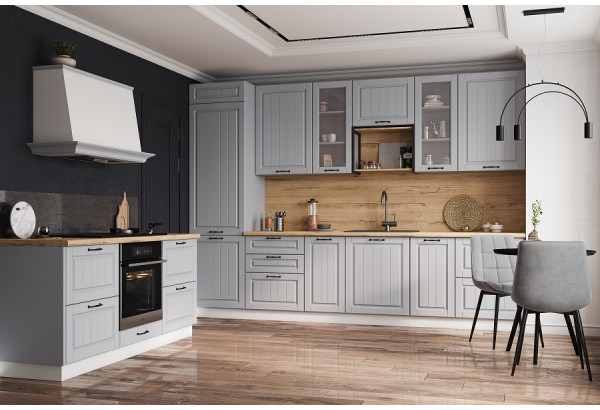 Модульная кухня "Империя" Серый эмалит МДФ Композиция № 2 - главное фото