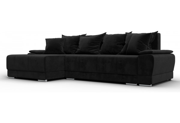 Диван угловой Лига-119 угол левый SEVEN 35 черный (Велюр) - главное фото