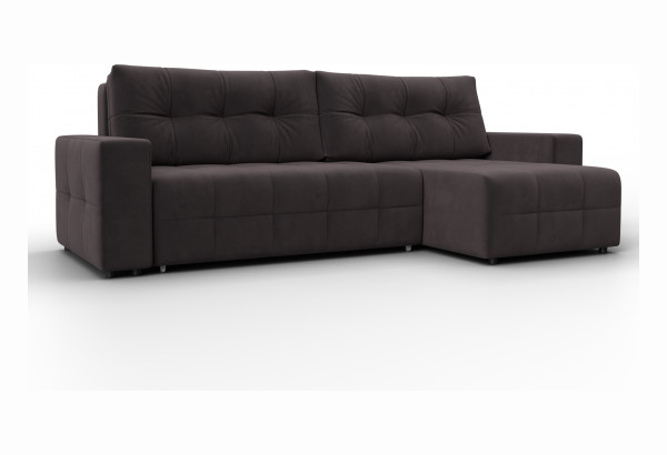 Диван угловой Лига-122 угол универсальный SEVEN 727 коричневый (Велюр) - главное фото