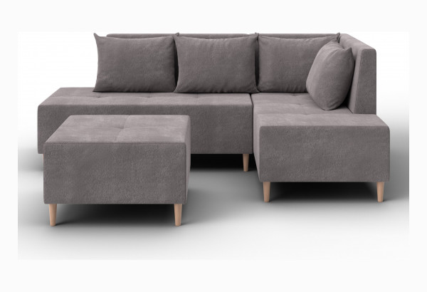 Диван угловой модульный с пуфом Лига-126 угол правый LAIM 04 бежевый (Велюр) - главное фото