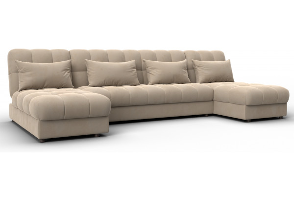 Диван П-образный Лига-116 НПБ SEVEN 729 бежевый (Велюр) - главное фото