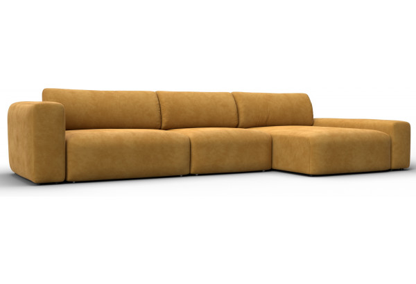 Диван угловой Лига-066 НПБ Лонг угол правый BRUT 10 желтый (Велюр) - главное фото