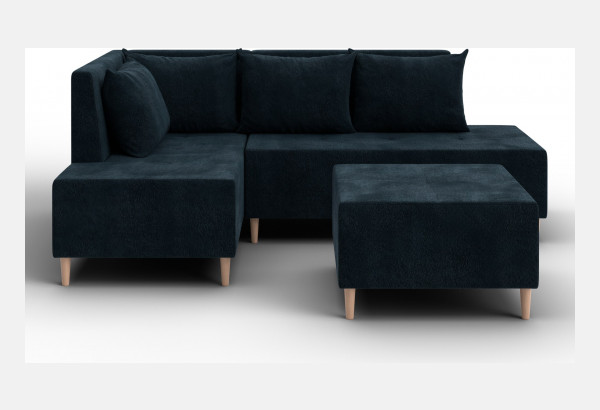 Диван угловой модульный с пуфом Лига-126 угол левый LAIM 21 графит (Велюр) - главное фото