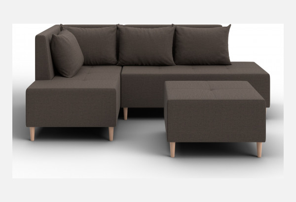 Диван угловой модульный с пуфом Лига-126 угол левый Амур 05 коричневый (Рогожка) - главное фото