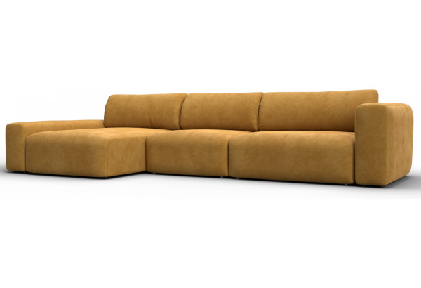 Диван угловой Лига-066 НПБ Лонг угол левый BRUT 10 желтый (Велюр) - главное фото