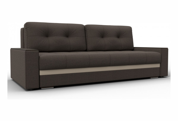 Диван прямой с декором Лига-096 НПБ Коричневый/Бежевый (Рогожка;Экокожа) - главное фото