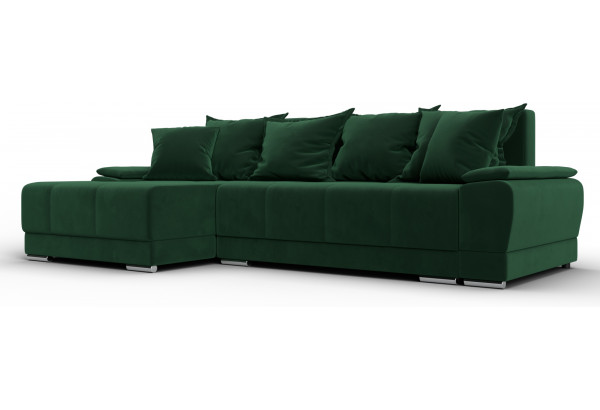 Диван угловой Лига-119 угол левый SEVEN 626 зеленый (Велюр) - главное фото